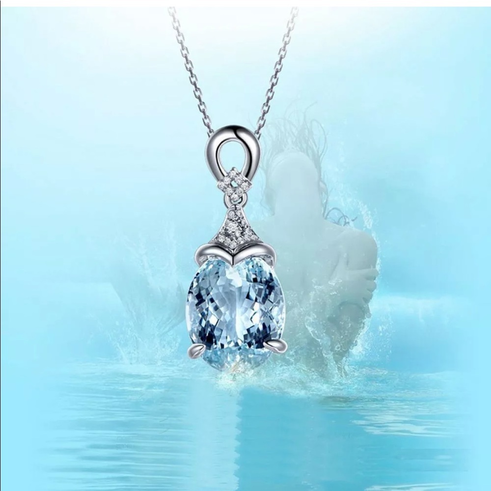 New Light blue natural stone necklace pendant - Picture 6 of 8
